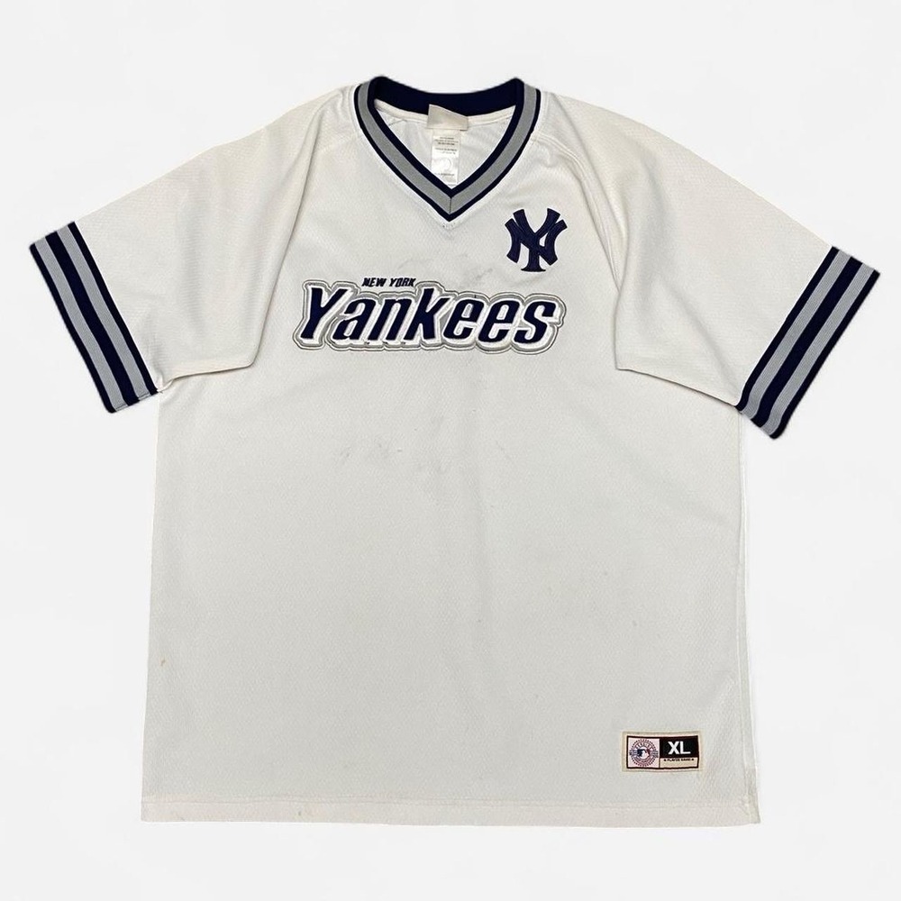 Vintage New York Yankees white and navy baseball jersey